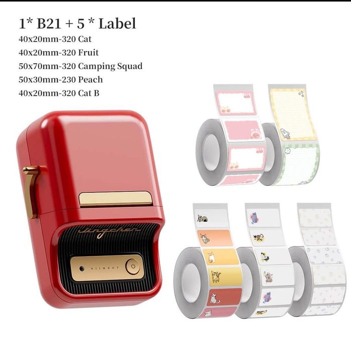 Niimbot B21S original printer, Bluetooth orqali ishlaydi.