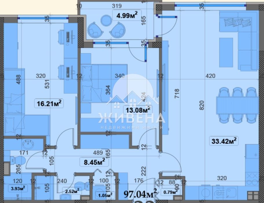 3-стаен апартамент, проект, м-ст Манастирски рид