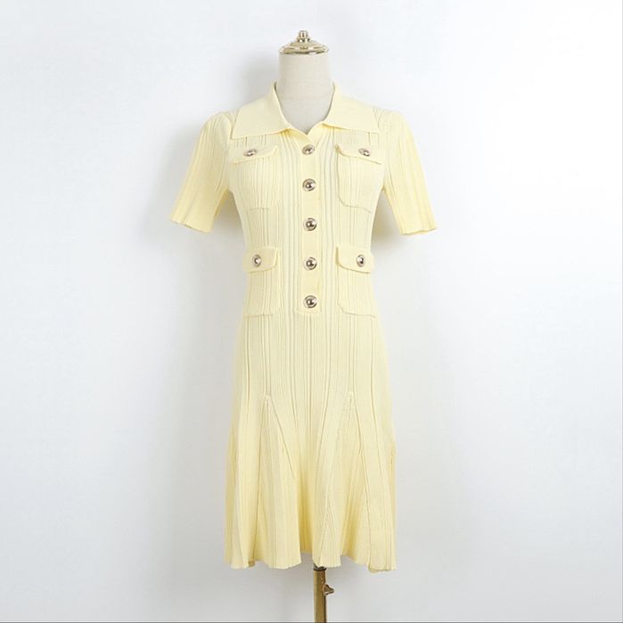 Дамска Официална Рокля в Жълт Цвят