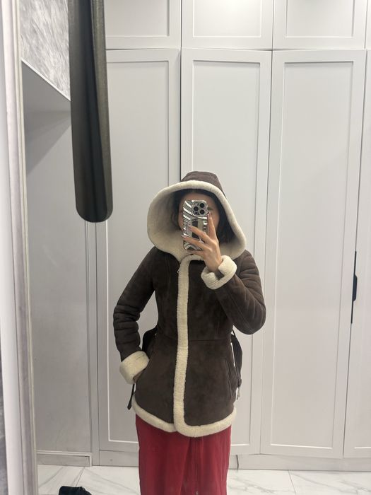 Дубленка коричневая с мехом