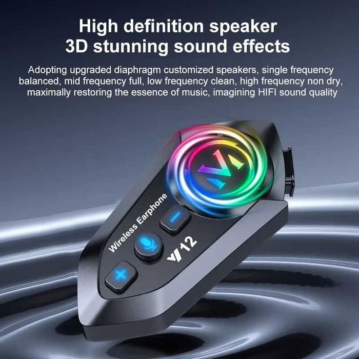 Интерком за каска Мото Intercom Слушалка за каска Блутут Bluetooth 5.4 Хендсфри за мотор Y12 2в1