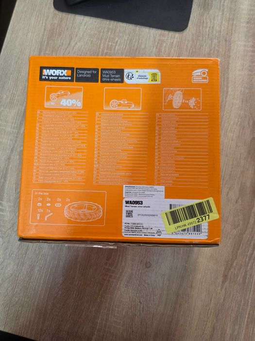 Roti pentru robot de tuns iarba / gazon, Worx WA0952, 20.5 cm, set 2 bucati