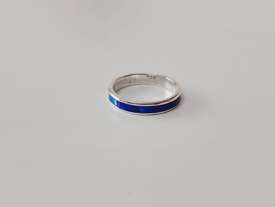 Inel vechi din argint 800, albastru, lapis lazuli