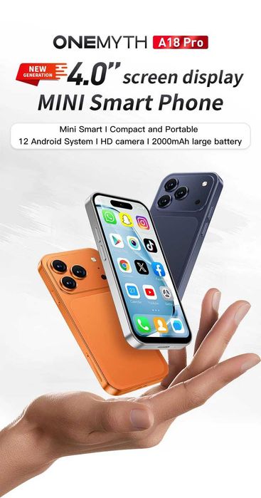 Оригинален ONEMYTH® A18 Pro 4G Микро / Мини Смартфон НОВИ БРОЙКИ