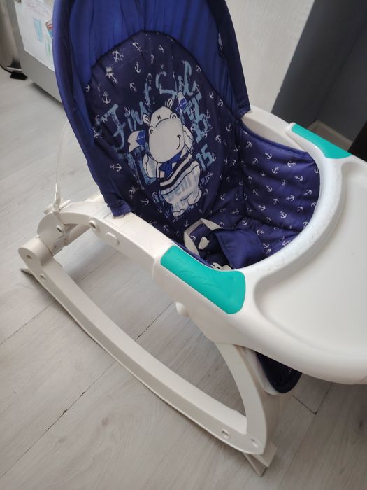 Бебешки Шезлонг LORELLI Alex Dark Blue Hippo с табла
