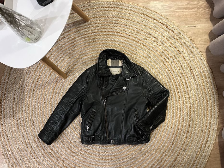 Burberry Kids Unisex Black Lamb Leather Biker Jacket