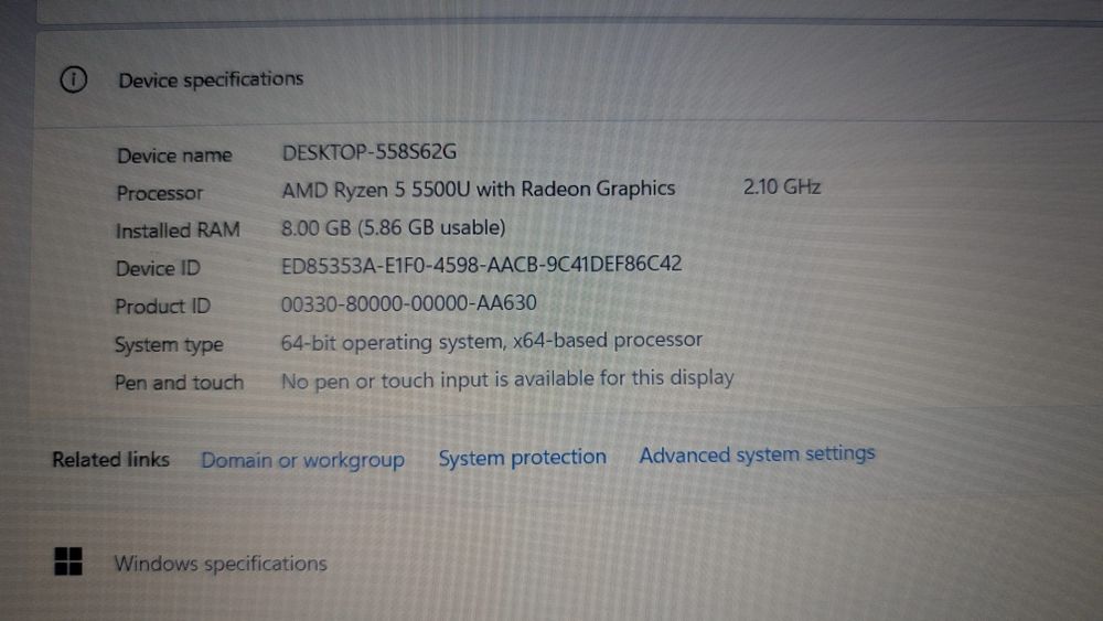 Laptop Lenovo V15 G2 ALC – Ryzen 5 5500U, 8GB RAM, SSD 256GB