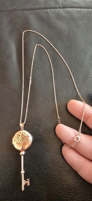 Lantisor argint aurit roze pomul vieții