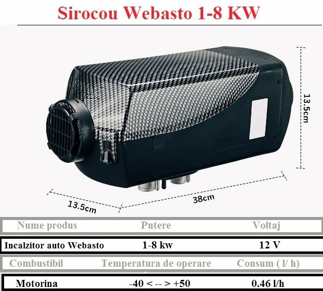 Sirocou Webasto 5 kW 12V Diesel GARANȚIE FACTURĂ încălzitor staționar