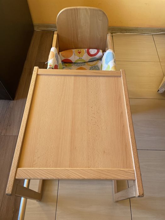 Детско дървено столче за хранене 2в 1