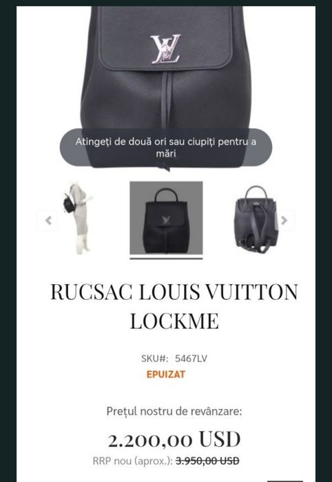 Rucsac  original Louis Vuitton negru piele