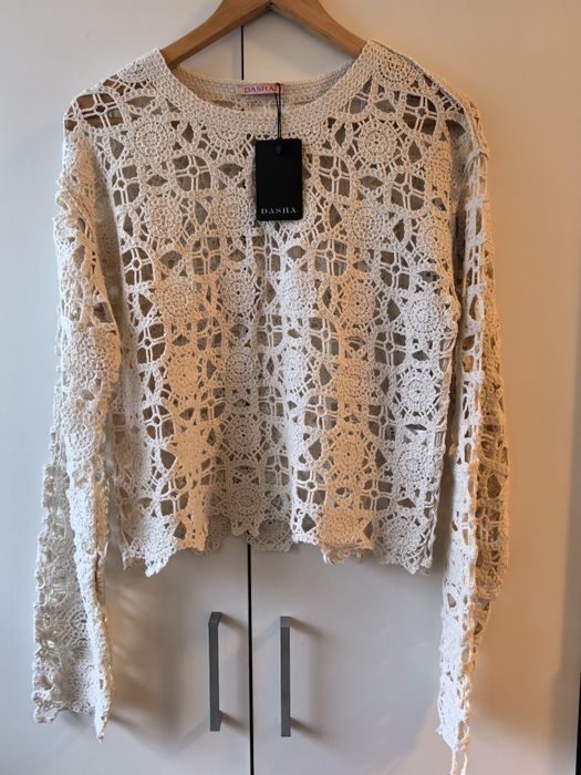 Bluză bej macrame Dasha nouă, cu etichetă
