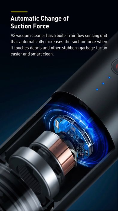 Baseus A3 135W Car Vacuum Cleaner Автомобильный пылесос 15.000PA