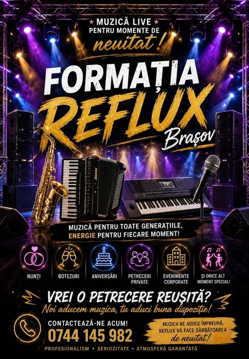 Formatie nunta,(lautari)revelion botez,Formația Reflux.Brasov