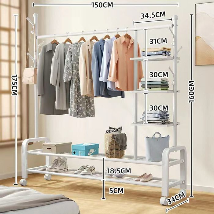 Гардеробная вешалка с полками