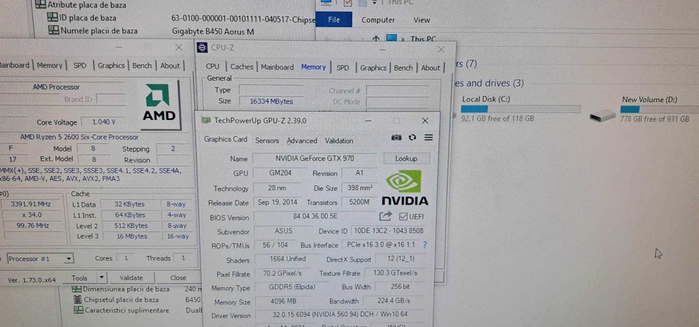 PC Gaming Ryzen 5 2600/GTX 970-4GB/16 GB DDR4/SSD+HDD/GTA5/CS GO,etc