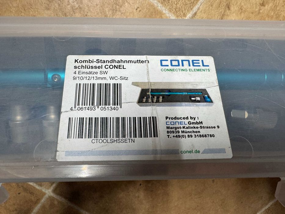 Conel гаечен ключ за кран с адаптери 9/10/12/13 мм. за монтаж на мивка