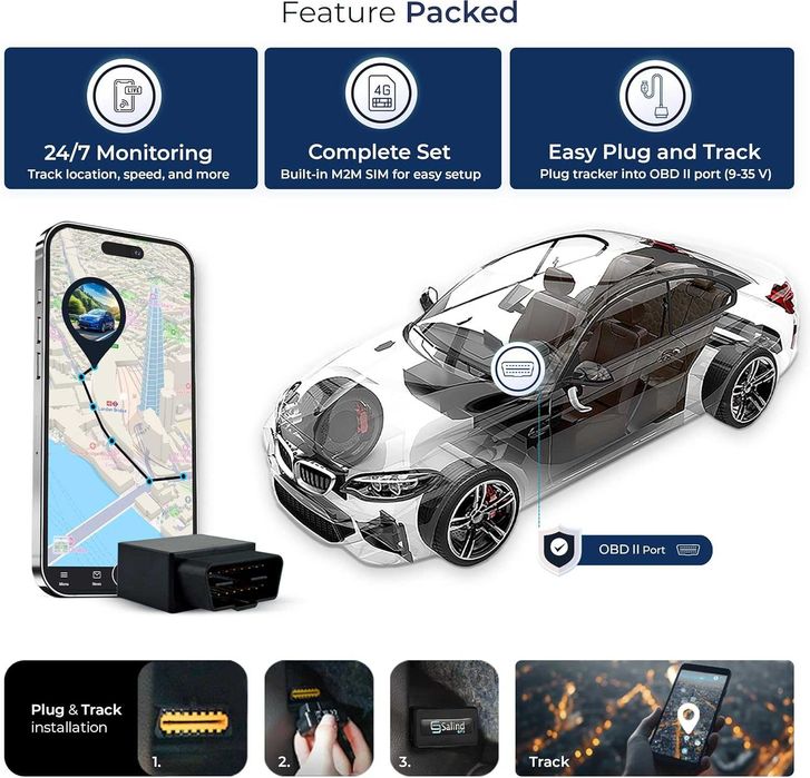 Salind 08 GPS Tracker 4G LTE Baterie permanentă OBD flote automobile