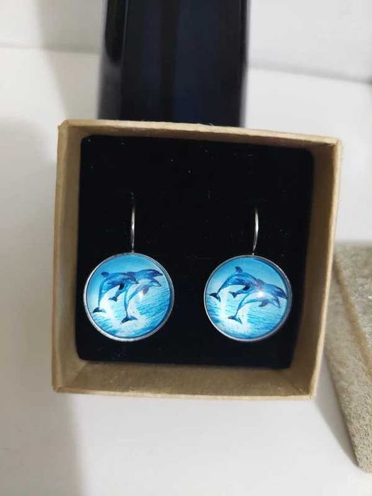 Cercei albastri azur delfini