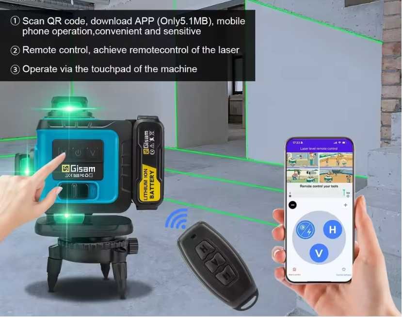 GISAM 360°4D Самонивелиращ се професионален лазерен нивелир със статив