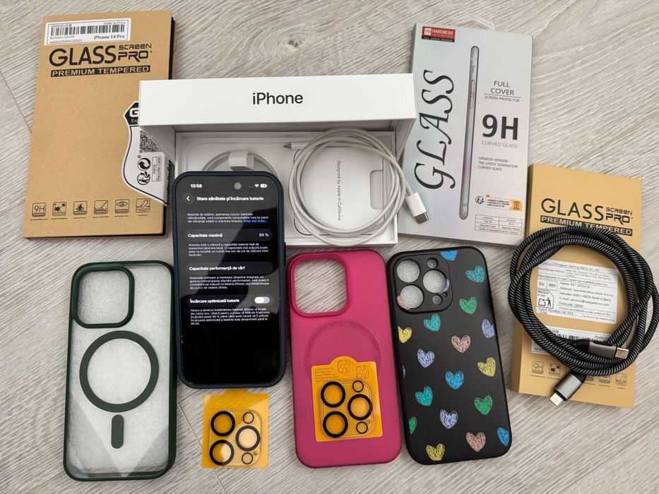 iPhone 14 Pro - Space Black, 128GB - stare excelentă + accesorii