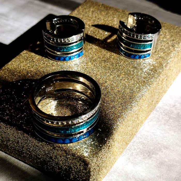 Серебряный Комплект Trinity с эмалью