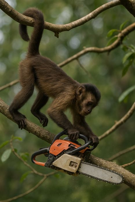 Пилим деревья. Бензопилой.