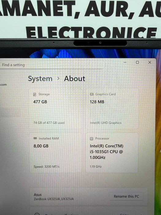 Asus ZenBook UX325J I5-1035G1 Amanet Store Braila [14576]