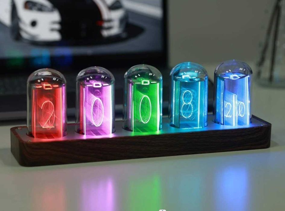 Ceas Nixie Tube cu Wi-Fi SYNC, ceas si alarma, afisaj 12/24h, cadou retro