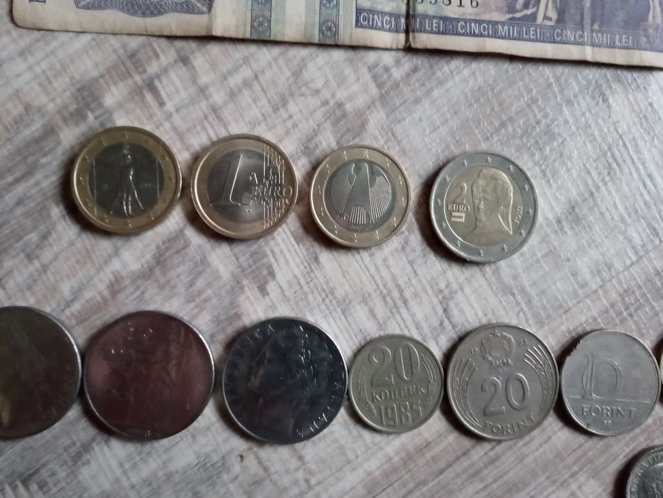 Bancnote vechi diverse monede + monede euro