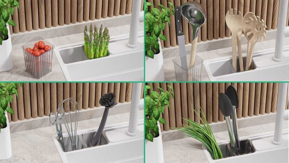 Бяла кухненска мивка от гранит Ню Йорк 60 Multispace 580 x 530 мм