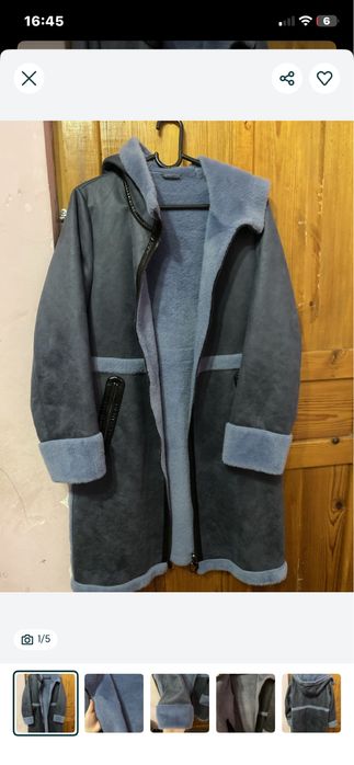 Дубленка женская длинная с капюшоном