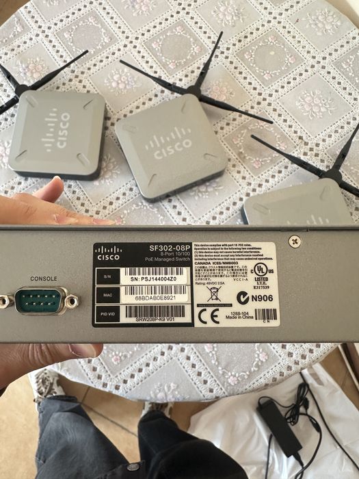 Cisco (PoE Switch + 4 Access Point) коммутатор и точки доступа 4 шт