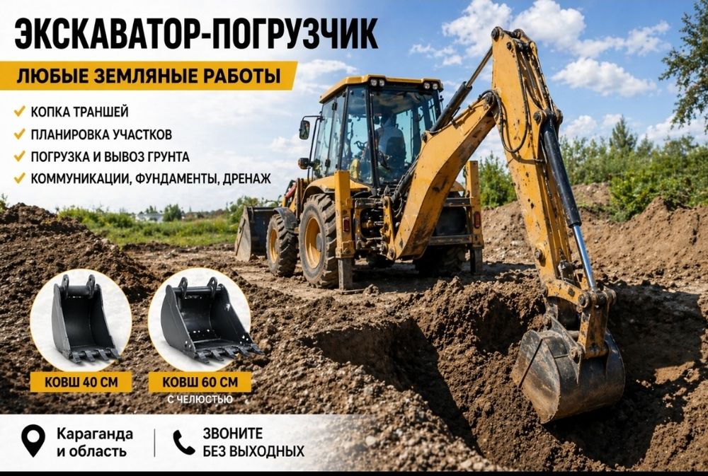 Экскаватор Караганда | Септики, траншеи, котлованы | Быстро выезд
