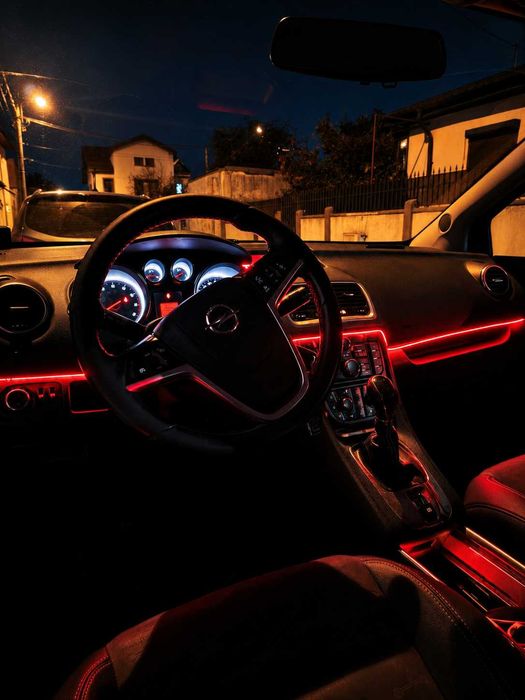 Kit 2 benzi LED auto Symphony RGB LED, lumini ambientale acrilice , efect curcubeu, Bluetooth, USB, 110 cm + 35 cm