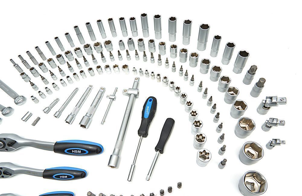 Trusa de scule profesionala cu tubulare si clicheti 1/2 3/8 1/4 216 pi