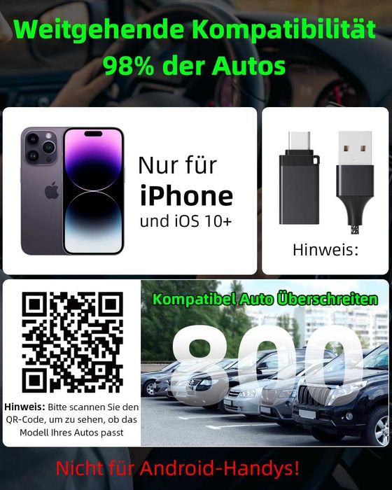 Adaptor wireless auto Loyzico Carplay,Plug & Play,Apple iPhone iOS 10+