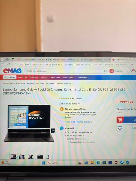 Laptop Samsung Galaxy Book3 360 Intel Core i5-1340P, 8GB, 256GB