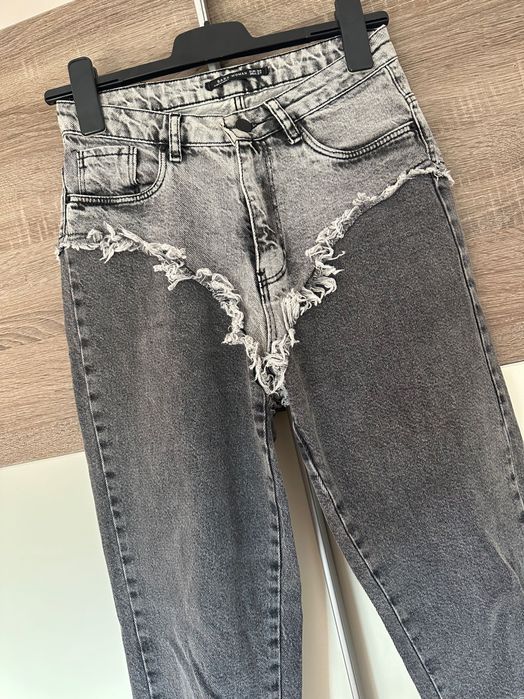 Ефектни сиви дънки р-р 34