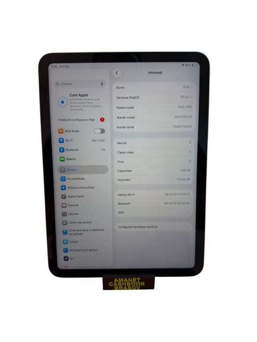Apple Ipad A16 / 128 GB / Baterie 100% / Cashbook Amanet Brasov