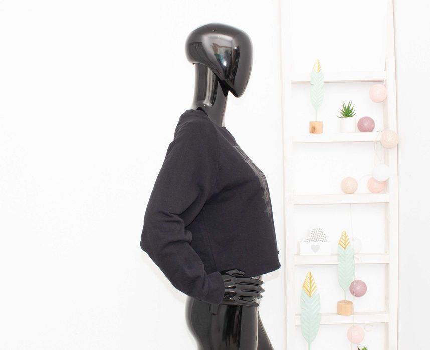 Diesel дамски черен суичър crop модел лого със звезди M