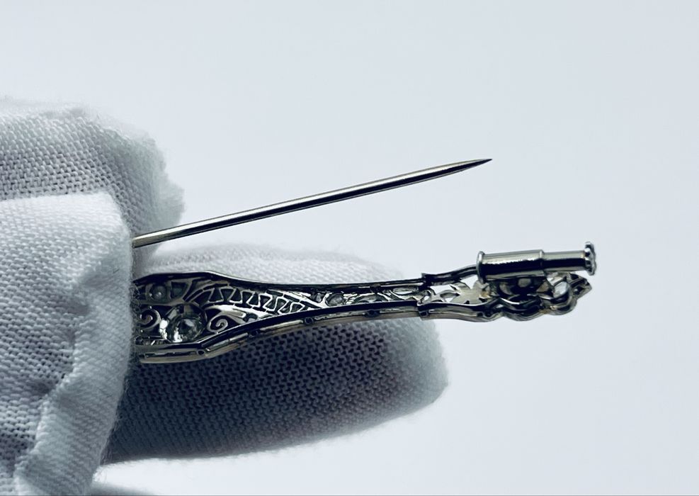 Златна винтидж брожка 18к злато с диаманти