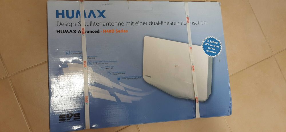 Нова HUMAX H40D Сателитна антена с плосък огледален панел с 1 LNB