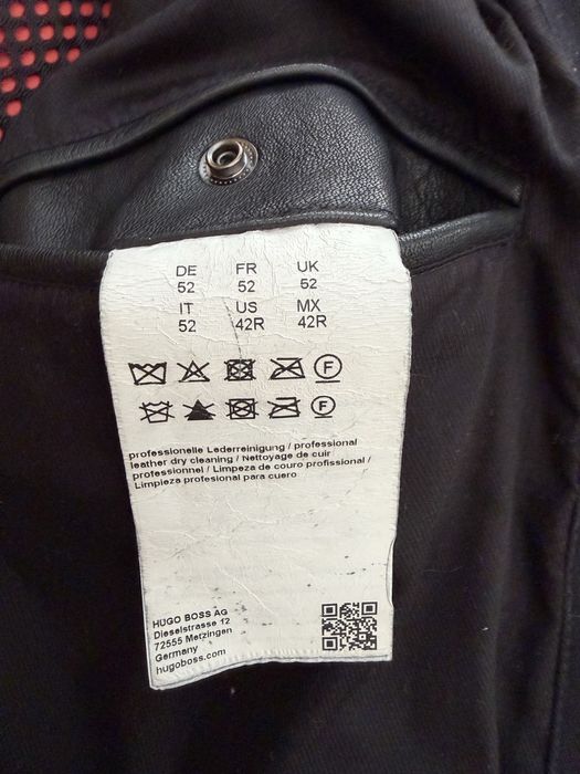 Оригинално кожено яке BOSS Hugo Boss – естествена кожа, размер 52 (L-XL), черно