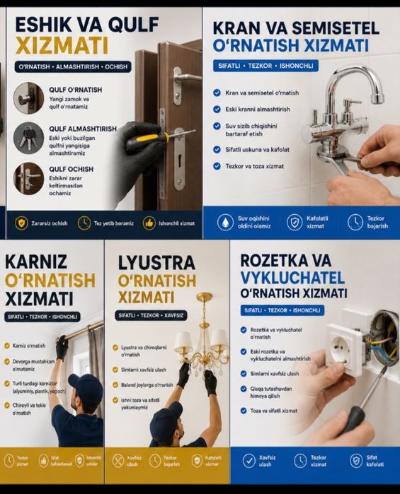 Usta  xizmatlari televizor qotirish ornatish beton buzish