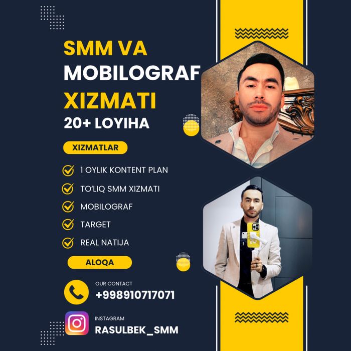 SMM va Mobilograf xizmati kerakmi ? Manga murojat qiling