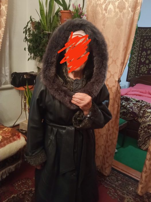 Плащ кожаный утеплённый