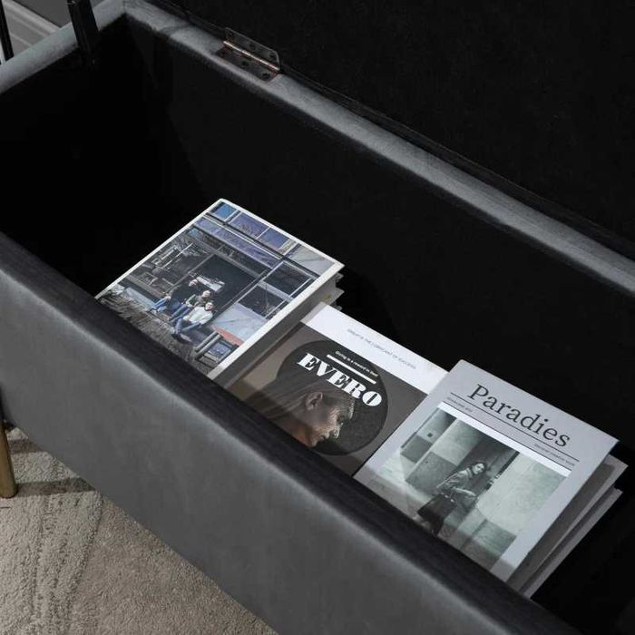 Пейка за съхранение HOMCOM, с кадифен вид, Скрин за съхранение с метални крака, 100 x 40 x 42 см