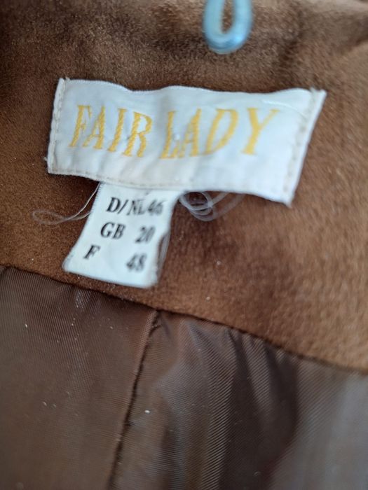 Jachetă / Sacou damă Fair Lady – efect piele întoarsă maro / cognac, măsura 46 (XXL)