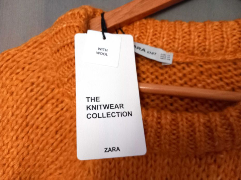 Дамски пуловер ZARA, цвят горчица, нов с етикет (M)